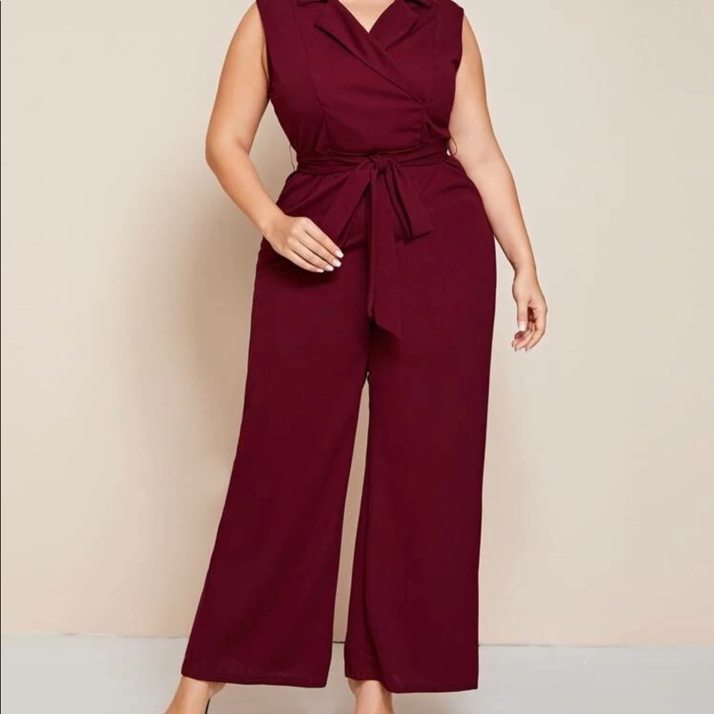 Plus Size Burgundy Jumpsuit